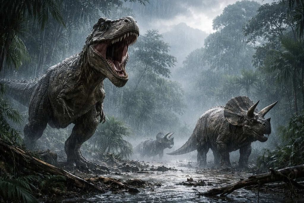 Dinozaury żyjące w porze deszczowej