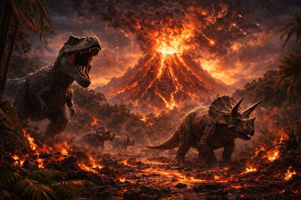 Wymieranie dinzaurów przez erupcję wulkanu